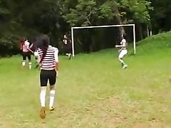 Six Shemales Butt Plugging The Soccer Referee