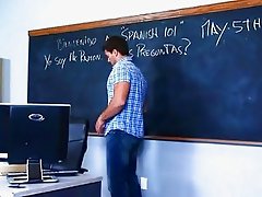 Vanessa Cage gets fucked across her teachers desk by his throbbing fuckpole