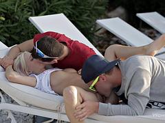 Blonde Teens Skinny Pool Threesome