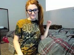 Striking redhead camgirl with small tits needs to be pleased