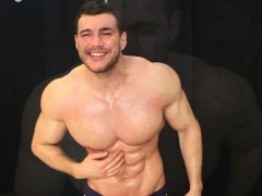 Straight muscle guy made to suck bigger muscle cock