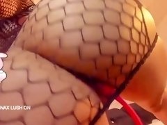 Sexy latina with big tits and big ass in a black mesh lingerie