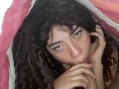 my friend's girlfriend gives me a blowjob under the sheet