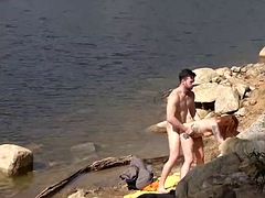 Jade seduces random strangers by the lake and fucks one of them
