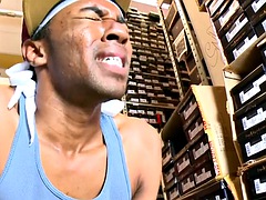 Nubian gay thug fucked in the ass in public warehouse by white top