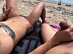Big Tits Milfs Lesbian Beach Handjob