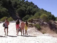Crazy student group sex by the sea