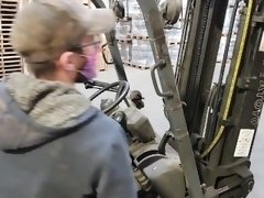 TGIF riding His cock while He's on the forklift