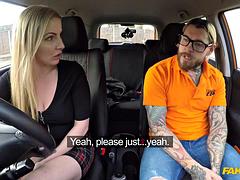 Blonde Big Tits Deep Throat in Car