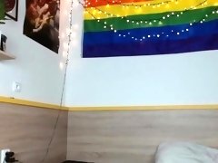 Attractive SheBoy Eating Cum  on Webcam