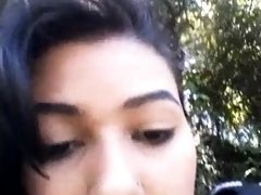 Busty babe enjoys interracial doggystyle sex in the outdoors