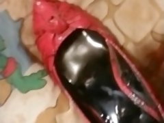 Cum in red shoe